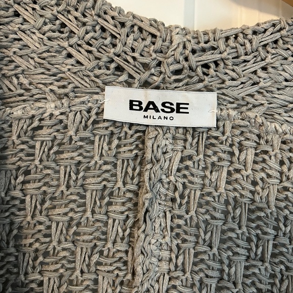BASE MILANO open front short sleeve cardigan cotton blend gray mushroom sz M - Picture 3 of 7